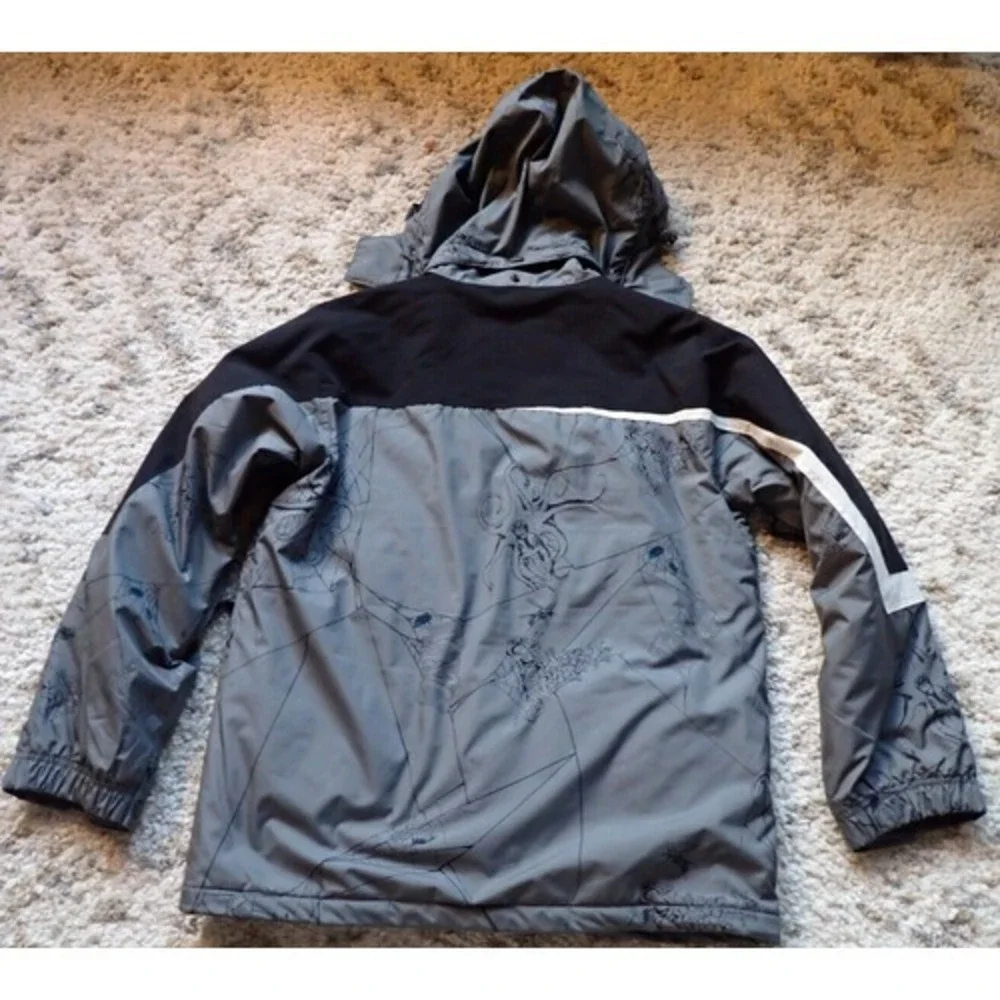 Turbine Snowboard Jacket Boys XL Grey‎ Excellent Hooded Graphic Print Ski Coat